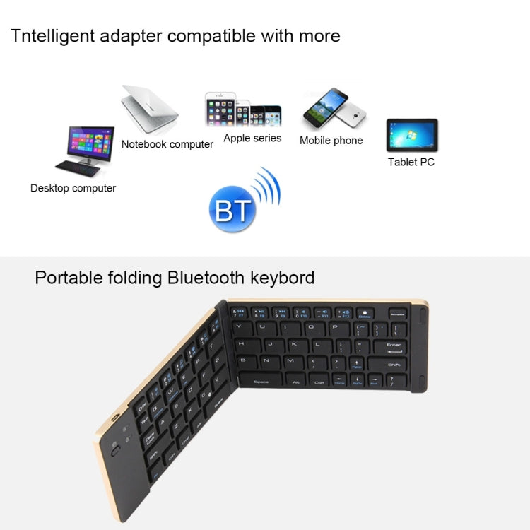 F66 Foldable Bluetooth Wireless 66 Keys Keyboard, Support Android / Windows / iOS (Black)