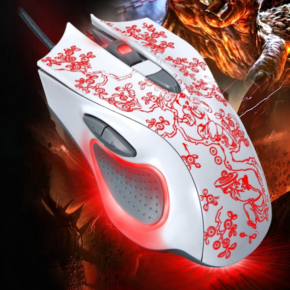 ZGB 169 USB 2400DPI Four-speed Adjustable LED Backlight Wired Optical E-sport Gaming Mouse with Counter Weight, Length: 1.45m(White)