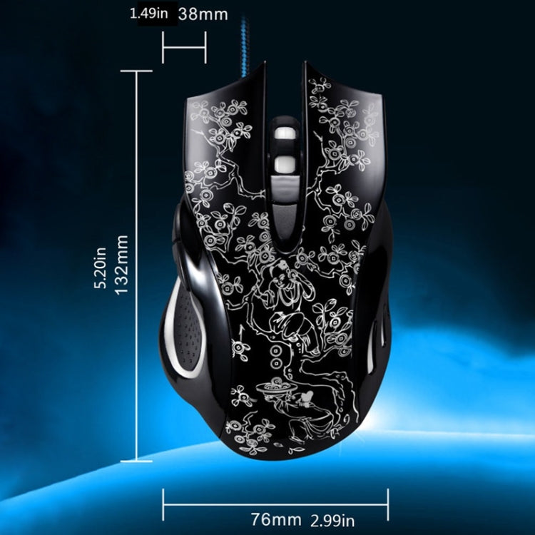ZGB 169 USB 2400DPI Four-speed Adjustable LED Backlight Wired Optical E-sport Gaming Mouse with Counter Weight, Length: 1.45m(White)