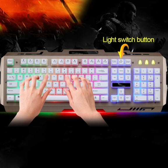 Chasing Leopard G700 USB RGB Backlight Wired Optical Gaming Mouse and Keyboard Set, Keyboard Cable Length: 1.35m, Mouse Cable Length: 1.3m(White)