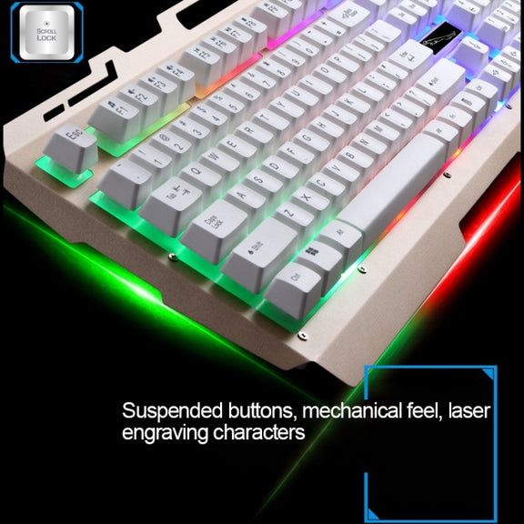 Chasing Leopard G700 USB RGB Backlight Wired Optical Gaming Mouse and Keyboard Set, Keyboard Cable Length: 1.35m, Mouse Cable Length: 1.3m(White)