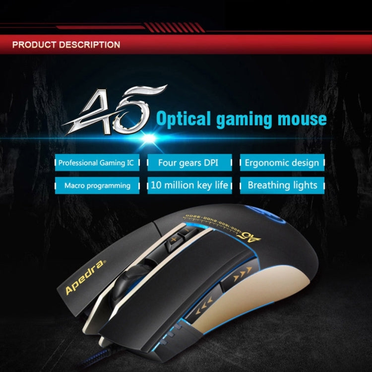 Apedra iMICE A5 High Precision Gaming Mouse LED four color controlled breathing light USB 7 Buttons 3200 DPI Wired Optical Gaming Mouse for Computer PC Laptop(Black) - Wired Mice by iMICE | Online Shopping South Africa | PMC Jewellery | Buy Now Pay Later Mobicred
