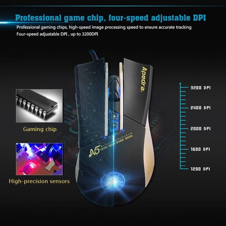 Apedra iMICE A5 High Precision Gaming Mouse LED four color controlled breathing light USB 7 Buttons 3200 DPI Wired Optical Gaming Mouse for Computer PC Laptop(Black) - Wired Mice by iMICE | Online Shopping South Africa | PMC Jewellery | Buy Now Pay Later Mobicred