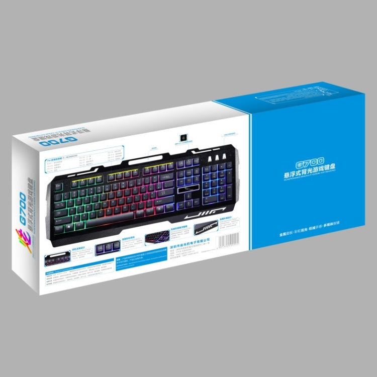 ZGB G700 104 Keys USB Wired Mechanical Feel Glowing Metal Panel Suspension Gaming Keyboard with Phone Holder(Black) - Wired Keyboard by PMC Jewellery | Online Shopping South Africa | PMC Jewellery | Buy Now Pay Later Mobicred