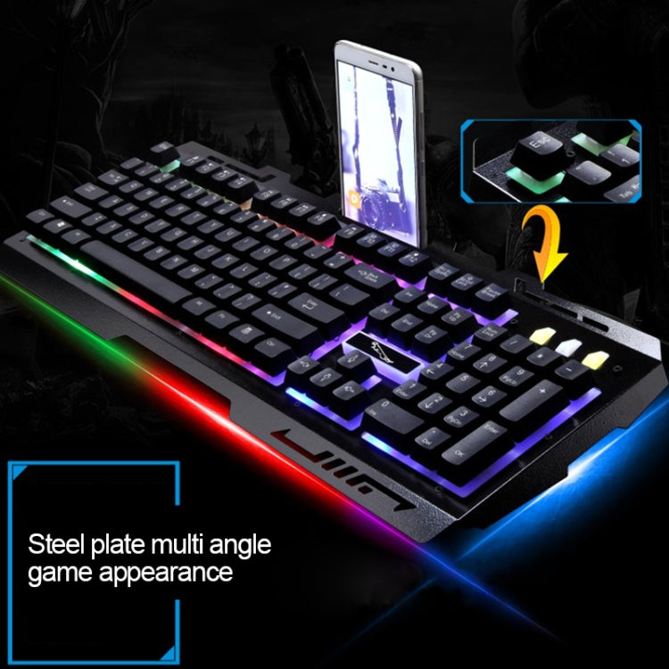 ZGB G700 104 Keys USB Wired Mechanical Feel Glowing Metal Panel Suspension Gaming Keyboard with Phone Holder(Black) - Wired Keyboard by PMC Jewellery | Online Shopping South Africa | PMC Jewellery | Buy Now Pay Later Mobicred