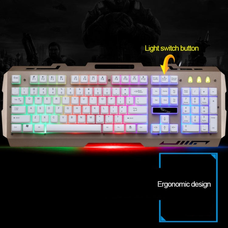 ZGB G700 104 Keys USB Wired Mechanical Feel Glowing Metal Panel Suspension Gaming Keyboard with Phone Holder(Black)