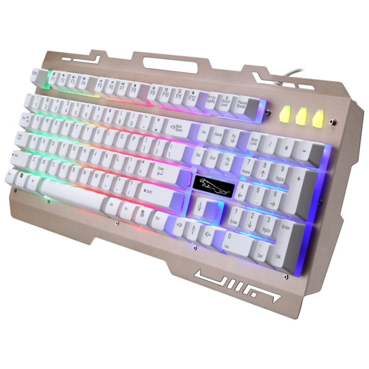 ZGB G700 104 Keys USB Wired Mechanical Feel Glowing Metal Panel Suspension Gaming Keyboard with Phone Holder(Gold) - Wired Keyboard by PMC Jewellery | Online Shopping South Africa | PMC Jewellery | Buy Now Pay Later Mobicred