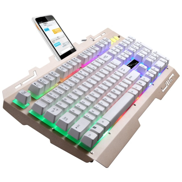 ZGB G700 104 Keys USB Wired Mechanical Feel Glowing Metal Panel Suspension Gaming Keyboard with Phone Holder(Gold) - Wired Keyboard by PMC Jewellery | Online Shopping South Africa | PMC Jewellery | Buy Now Pay Later Mobicred