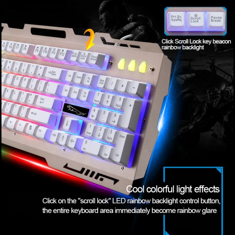 ZGB G700 104 Keys USB Wired Mechanical Feel Glowing Metal Panel Suspension Gaming Keyboard with Phone Holder(Gold) - Wired Keyboard by PMC Jewellery | Online Shopping South Africa | PMC Jewellery | Buy Now Pay Later Mobicred