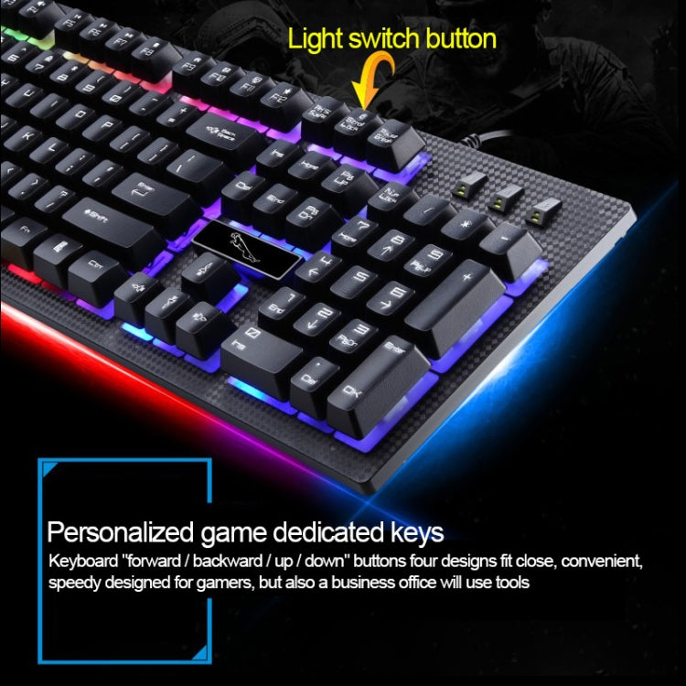 ZGB G20 1600 DPI Professional Wired Glowing Mechanical Feel Suspension Keyboard + Optical Mouse Kit for Laptop, PC(Black) - free shipping - PMC Jewellery - Order now!