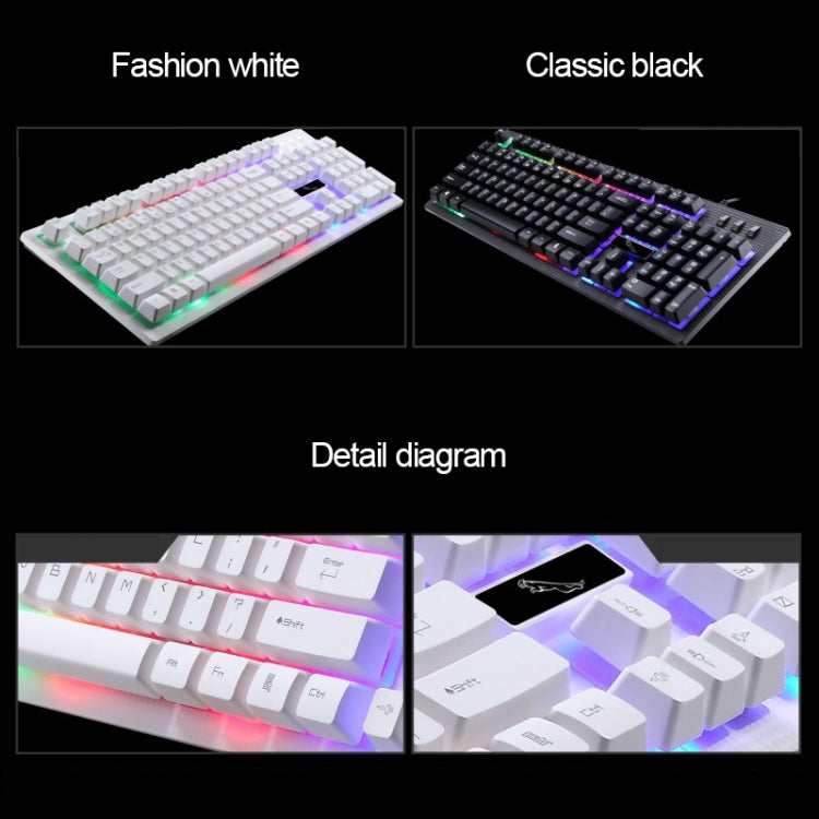 ZGB G20 1600 DPI Professional Wired Glowing Mechanical Feel Suspension Keyboard + Optical Mouse Kit for Laptop, PC(White)