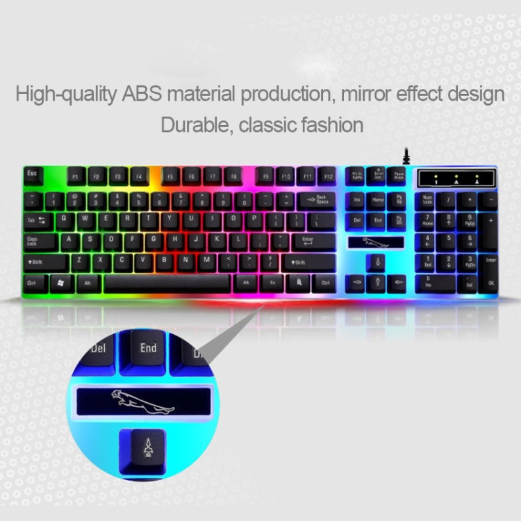 ZGB G21 1600 DPI Professional Wired Colorful Backlight Mechanical Feel Suspension Keyboard + Optical Mouse Kit for Laptop, PC(Black)