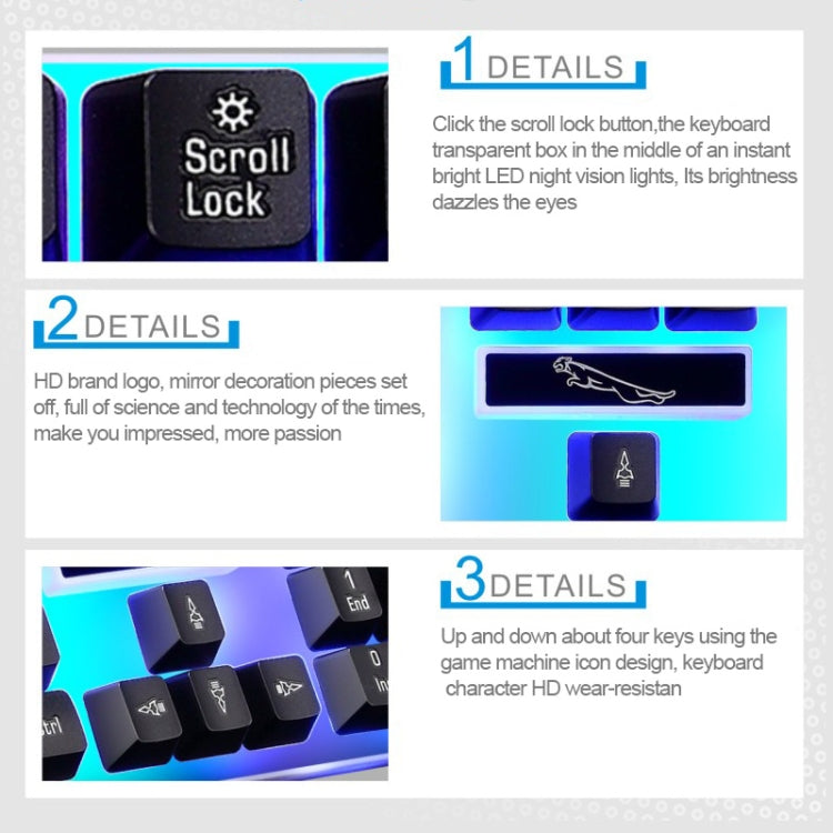 ZGB G21 1600 DPI Professional Wired Colorful Backlight Mechanical Feel Suspension Keyboard + Optical Mouse Kit for Laptop, PC(Black)