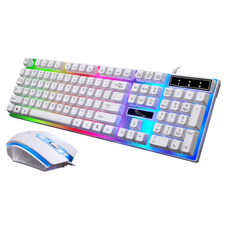 ZGB G21 1600 DPI Professional Wired Colorful Backlight Mechanical Feel Suspension Keyboard + Optical Mouse Kit for Laptop, PC(White)