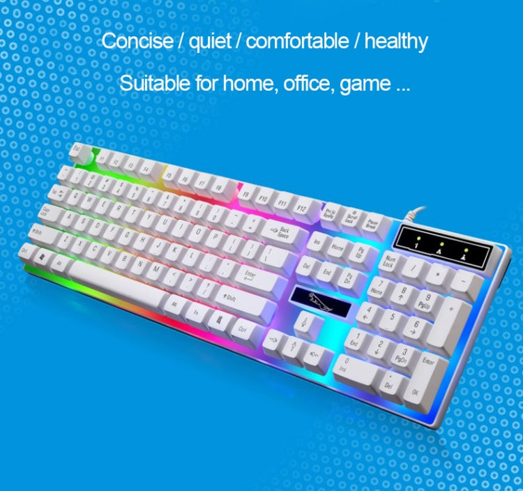 ZGB G21 1600 DPI Professional Wired Colorful Backlight Mechanical Feel Suspension Keyboard + Optical Mouse Kit for Laptop, PC(White)