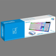 ZGB G21 1600 DPI Professional Wired Colorful Backlight Mechanical Feel Suspension Keyboard + Optical Mouse Kit for Laptop, PC(White)