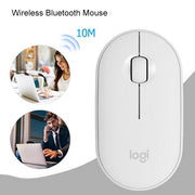 Logitech Pebble Cobblestone Shape Thin 3-keys 1000DPI Mute Wireless Bluetooth Optical Mouse, Wireless Range: 10m (Black)