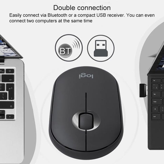Logitech Pebble Cobblestone Shape Thin 3-keys 1000DPI Mute Wireless Bluetooth Optical Mouse, Wireless Range: 10m (Pink)
