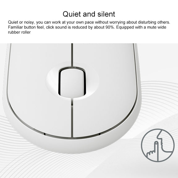 Logitech Pebble Cobblestone Shape Thin 3-keys 1000DPI Mute Wireless Bluetooth Optical Mouse, Wireless Range: 10m (White)