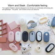 Logitech Pebble Cobblestone Shape Thin 3-keys 1000DPI Mute Wireless Bluetooth Optical Mouse, Wireless Range: 10m (White)
