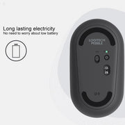 Logitech Pebble Cobblestone Shape Thin 3-keys 1000DPI Mute Wireless Bluetooth Optical Mouse, Wireless Range: 10m (White)