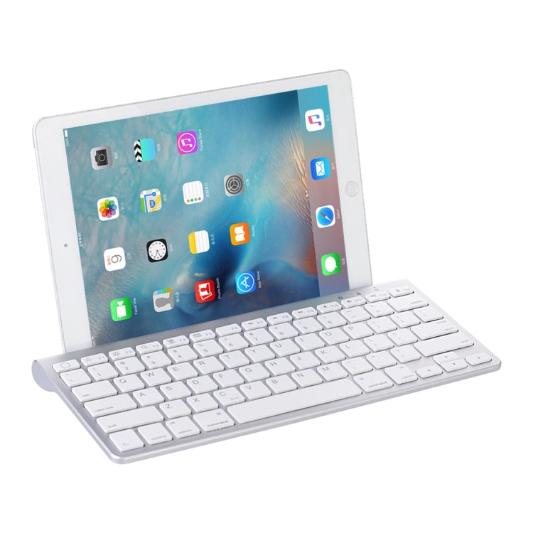 MC Saite 460BT 78 Keys Ultra-thin Mini Wireless Bluetooth Keyboard, Built-in Holder, Support Android / iOS / Windows System(Silver) - Wireless Keyboard by MC Saite | Online Shopping South Africa | PMC Jewellery | Buy Now Pay Later Mobicred