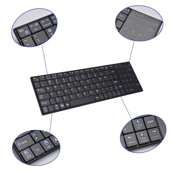 K-07 ABS Wireless Chargeable Bluetooth Touch Keyboard(Black)