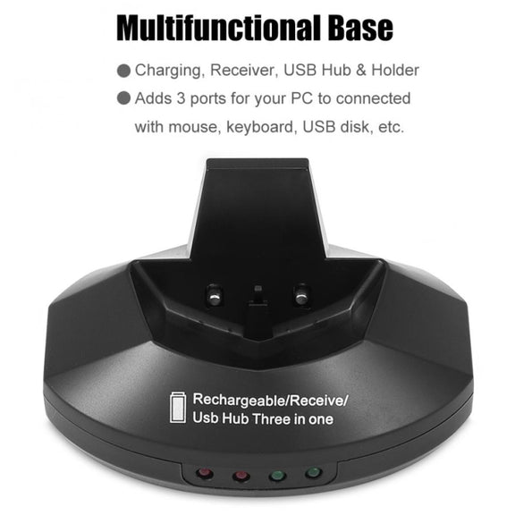 MZ-011 2.4GHz 1600DPI Wireless Rechargeable Optical Mouse with HUB Function(Blue)
