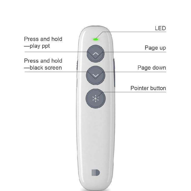 Doosl DSIT007 2.4GHz Rechargeable Powerpoint Presentation Wireless Cliker Remote Control Pen, Control Distance: 10m(White) - free shipping - PMC Jewellery - Order now!