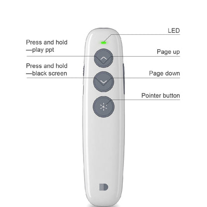 Doosl DSIT007 2.4GHz Rechargeable Powerpoint Presentation Wireless Cliker Remote Control Pen, Control Distance: 10m(White) - free shipping - PMC Jewellery - Order now!