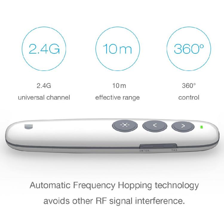 Doosl DSIT007 2.4GHz Rechargeable Powerpoint Presentation Wireless Cliker Remote Control Pen, Control Distance: 10m(White) - free shipping - PMC Jewellery - Order now!