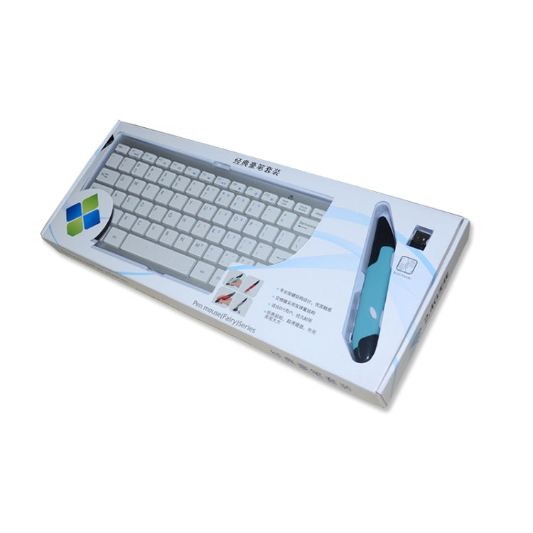KM-808 2.4GHz Wireless Multimedia Keyboard + Wireless Optical Pen Mouse with USB Receiver Set for Computer PC Laptop, Random Pen Mouse Color Delivery(White) - Wireless Keyboard by PMC Jewellery | Online Shopping South Africa | PMC Jewellery | Buy Now Pay Later Mobicred