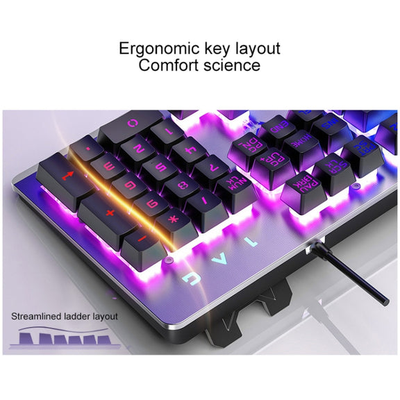 YINDIAO K002 USB Wired Mechanical Feel RGB Backlight Keyboard + Optical Silent Mouse Set(Black)