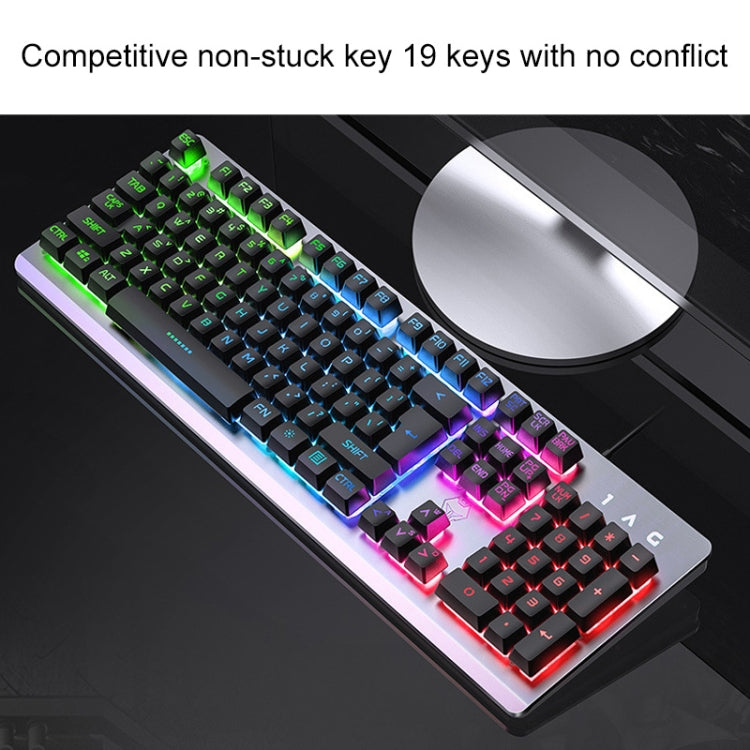YINDIAO K002 USB Wired Mechanical Feel RGB Backlight Keyboard + Optical Mouse + Headset Set(White) - free shipping - PMC Jewellery - Order now!