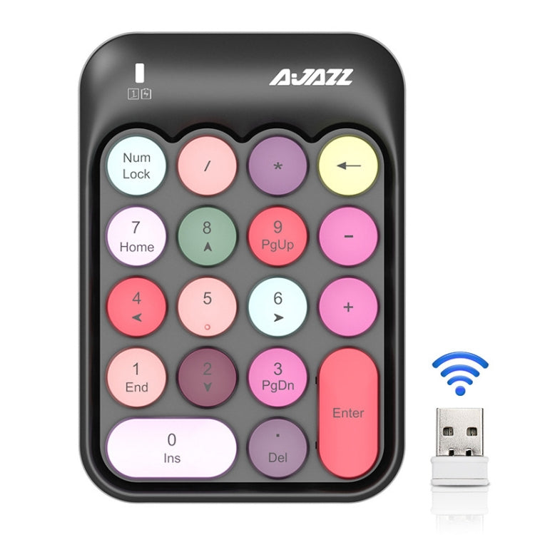 Ajazz AK18 2.4G Mini Wireless Mixed Color Keys Numeric Keyboard (Black) - free shipping - PMC Jewellery - Order now!