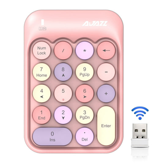 Ajazz AK18 2.4G Mini Wireless Mixed Color Keys Numeric Keyboard (Pink) - free shipping - PMC Jewellery - Order now!