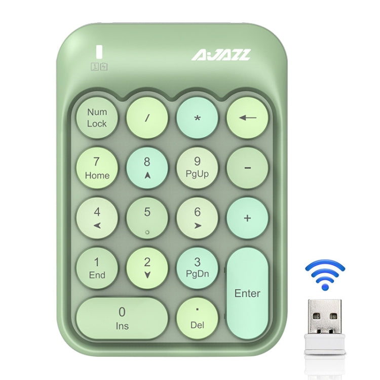Ajazz AK18 2.4G Mini Wireless Mixed Color Keys Numeric Keyboard (Green) - free shipping - PMC Jewellery - Order now!