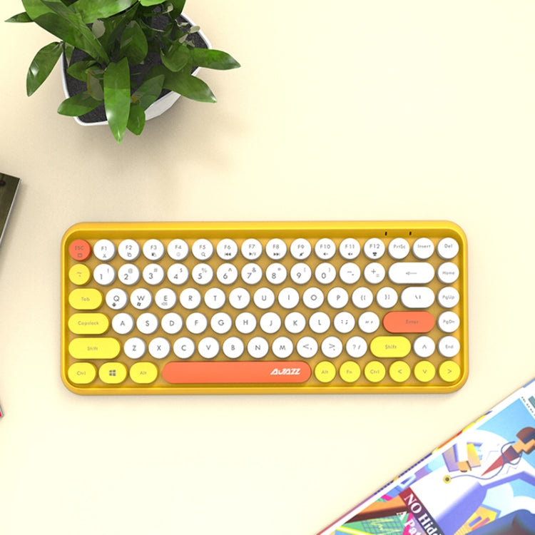 Ajazz 308I 84 Keys Tablet Mobile Phone Computer Household Office Bluetooth Keyboard(Yellow) - free shipping - PMC Jewellery - Order now!
