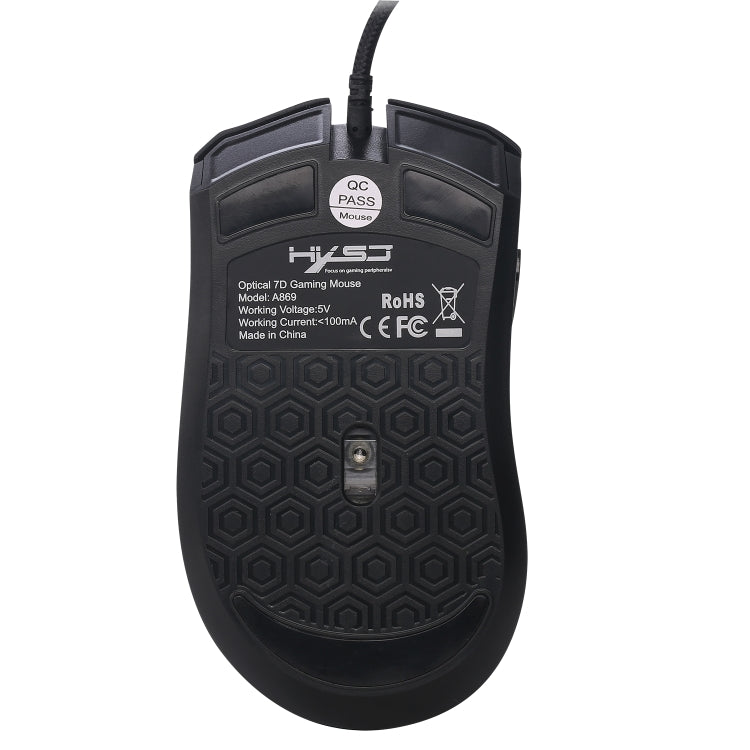 HXSJ A869 Colorful Glowing Wired Game 7-Keys 3200 DPI Adjustable Ergonomics Optical Mouse - Wired Mice by HXSJ | Online Shopping South Africa | PMC Jewellery | Buy Now Pay Later Mobicred
