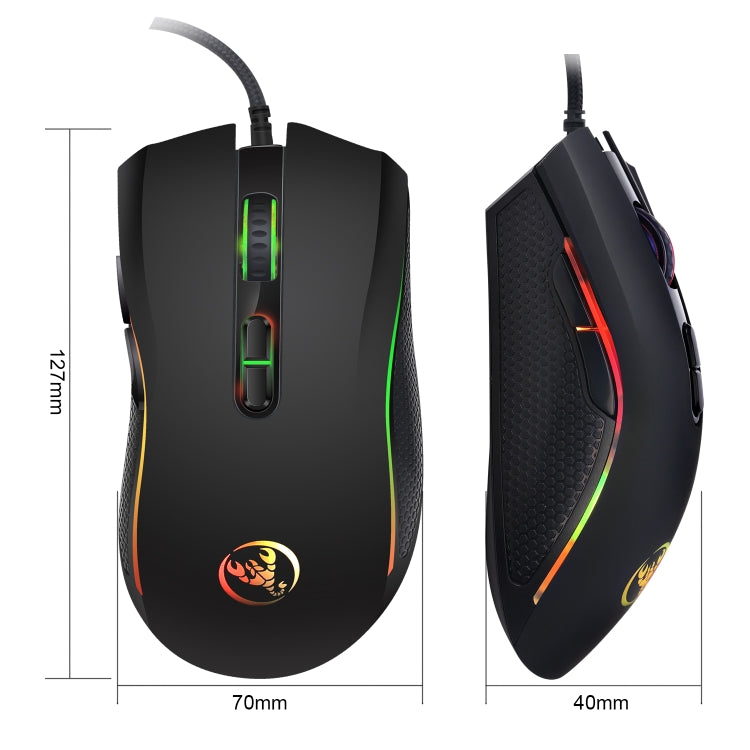 HXSJ A869 Colorful Glowing Wired Game 7-Keys 3200 DPI Adjustable Ergonomics Optical Mouse - Wired Mice by HXSJ | Online Shopping South Africa | PMC Jewellery | Buy Now Pay Later Mobicred