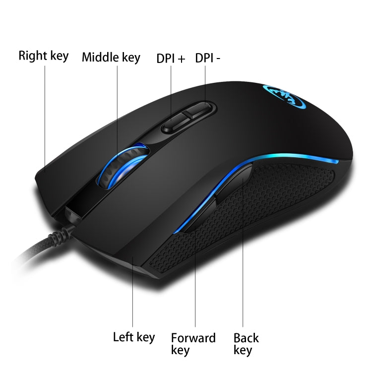 HXSJ A869 Colorful Glowing Wired Game 7-Keys 3200 DPI Adjustable Ergonomics Optical Mouse - Wired Mice by HXSJ | Online Shopping South Africa | PMC Jewellery | Buy Now Pay Later Mobicred