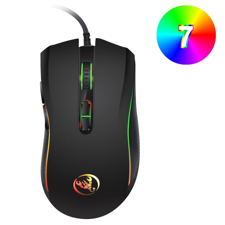 HXSJ A869 Colorful Glowing Wired Game 7-Keys 3200 DPI Adjustable Ergonomics Optical Mouse - Wired Mice by HXSJ | Online Shopping South Africa | PMC Jewellery | Buy Now Pay Later Mobicred