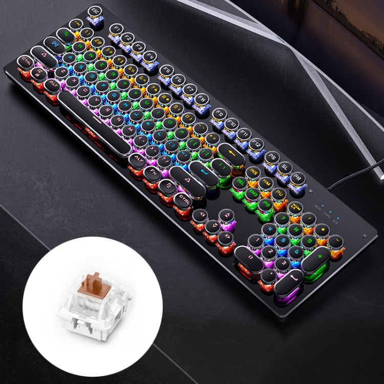 YINDIAO Electroplating Punk Mixed Light USB Mechanical Gaming Wired Keyboard, Tea Shaft (Black) - free shipping - PMC Jewellery - Order now!