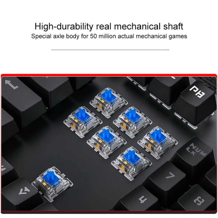 YINDIAO Electroplating Punk Mixed Light USB Mechanical Gaming Wired Keyboard, Tea Shaft (Black) - free shipping - PMC Jewellery - Order now!
