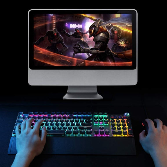 AULA F2088 108 Keys Mixed Light Plating Punk Mechanical Blue Switch Wired USB Gaming Keyboard with Metal Button(Silver)