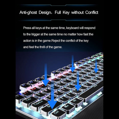AULA F2088 108 Keys Mixed Light Mechanical Blue Switch Wired USB Gaming Keyboard with Metal Button(Black) - Wired Keyboard by AULA | Online Shopping South Africa | PMC Jewellery | Buy Now Pay Later Mobicred