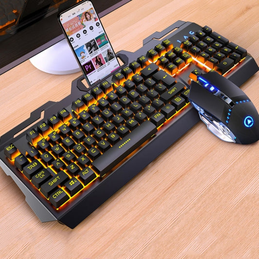 YINDIAO V2 Mechanical Feel Gaming Keyboard Mouse Set (Black Orange Yellow Light) - free shipping - PMC Jewellery - Order now!
