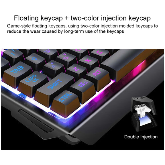 YINDIAO V2 Mechanical Feel Gaming Keyboard Mouse Set (Black Rainbow Light)