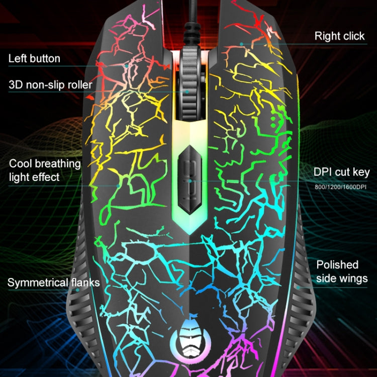 SHIPADOO D620 104-key Wired RGB Color Cracked Backlight Gaming Keyboard Mouse Kit for Laptop, PC