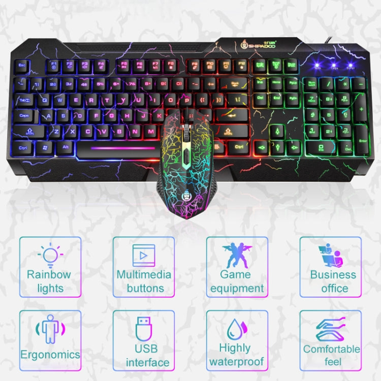 SHIPADOO D620 104-key Wired RGB Color Cracked Backlight Gaming Keyboard Mouse Kit for Laptop, PC - Wired Keyboard by SHIPADOO | Online Shopping South Africa | PMC Jewellery | Buy Now Pay Later Mobicred